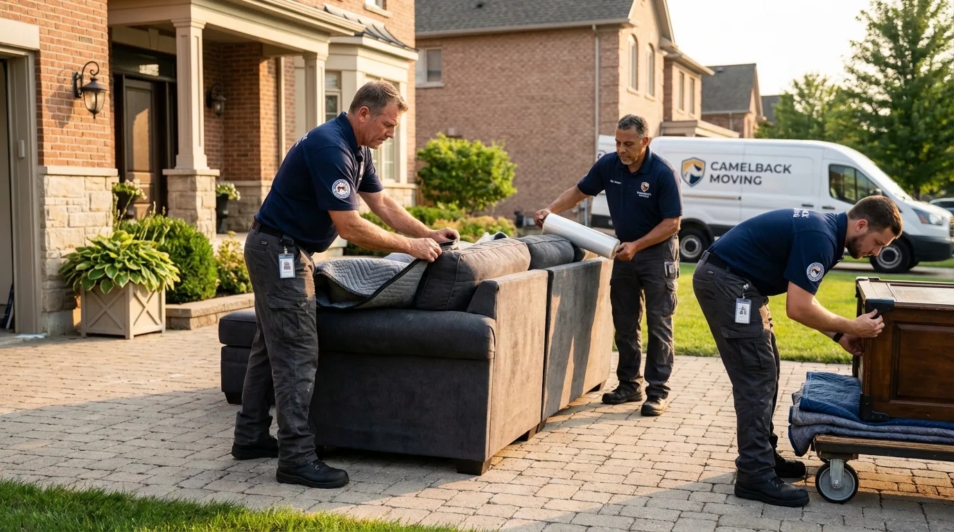 Large estate moving crew wrapping furniture in Dilworth, MN